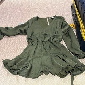 She + Sky Long Sleeve Olive Dress